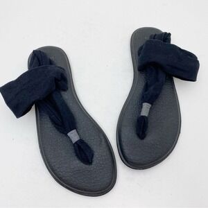 SANUK Black Yoga Sling Slingback Flat Sandals Womens Size 9